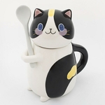 Nouveau-mignon-chat-c-ramique-tasse-caf-avec-cuill-re-cr-ative-peint-la-main-Drinkware