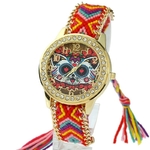 Gnova-montre-ethnique-platine-pour-femmes-Vintage-pays-des-merveilles-chat-strass-cadran-mode-dentelle-tress