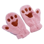 Femmes-tudiant-hiver-floue-en-peluche-pleine-doigt-gants-mignon-dessin-anim-chat-patte-couleur-unie