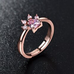 Bague Fantaisie Triple Dorée Avec Strass Et Perles - Taille 56/57, Style Chaton Allongé, Occasion état Parfait