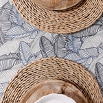 nappe enduite blanc et bleu palmier collection jungle