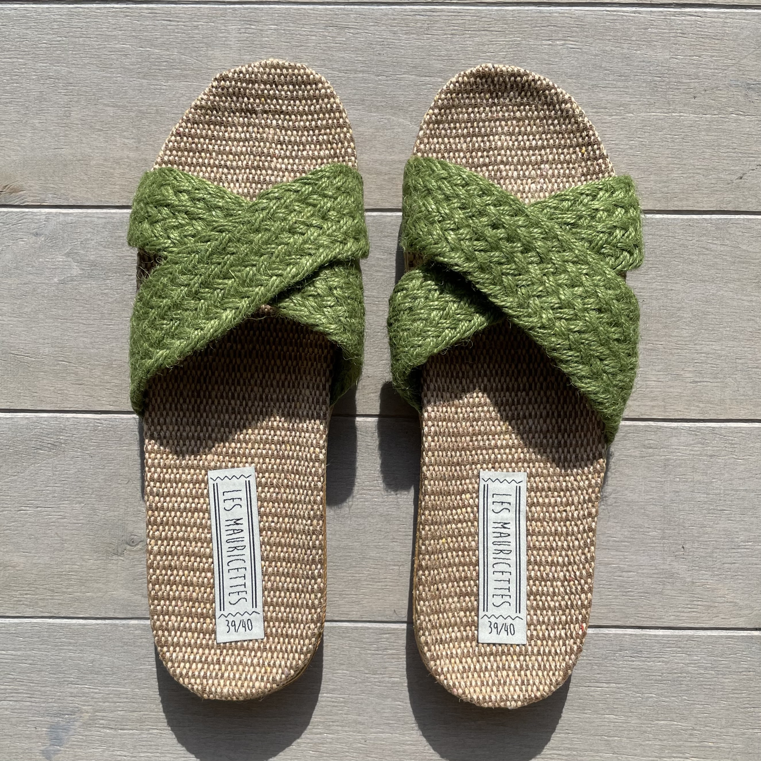 Les Mauricettes de Suzon, sandales en corde vertes