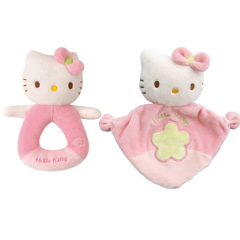 Hochet et Doudou naissance Hello Kitty - Disney - la-feerie-des-doudous