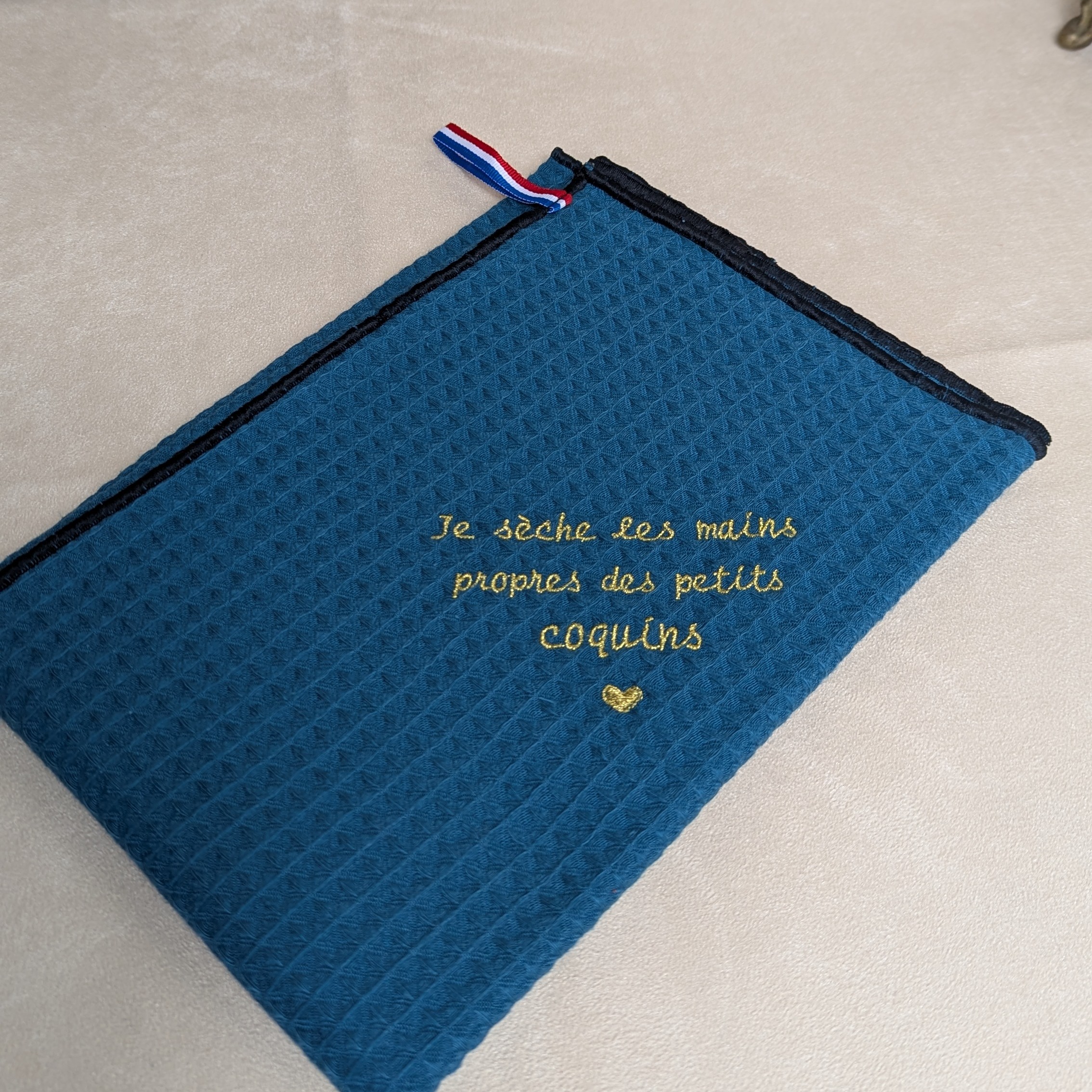 Torchon en coton canard nid dabeille Alex Doré Paris Personnalisable coquins
