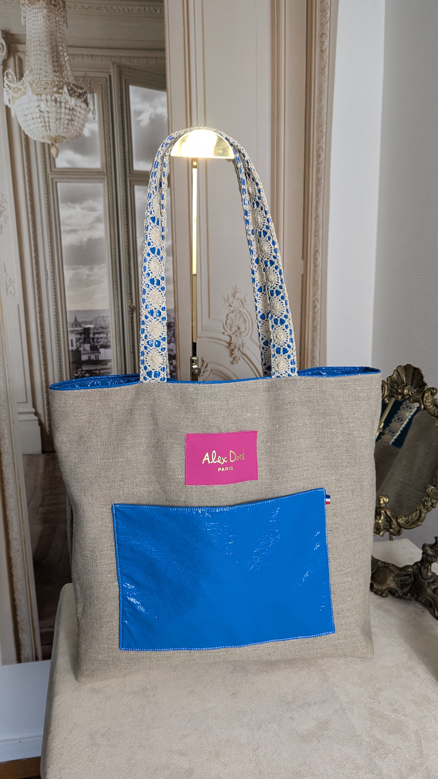 Sac cabas plage et ville reversible Alex Doré Paris lin