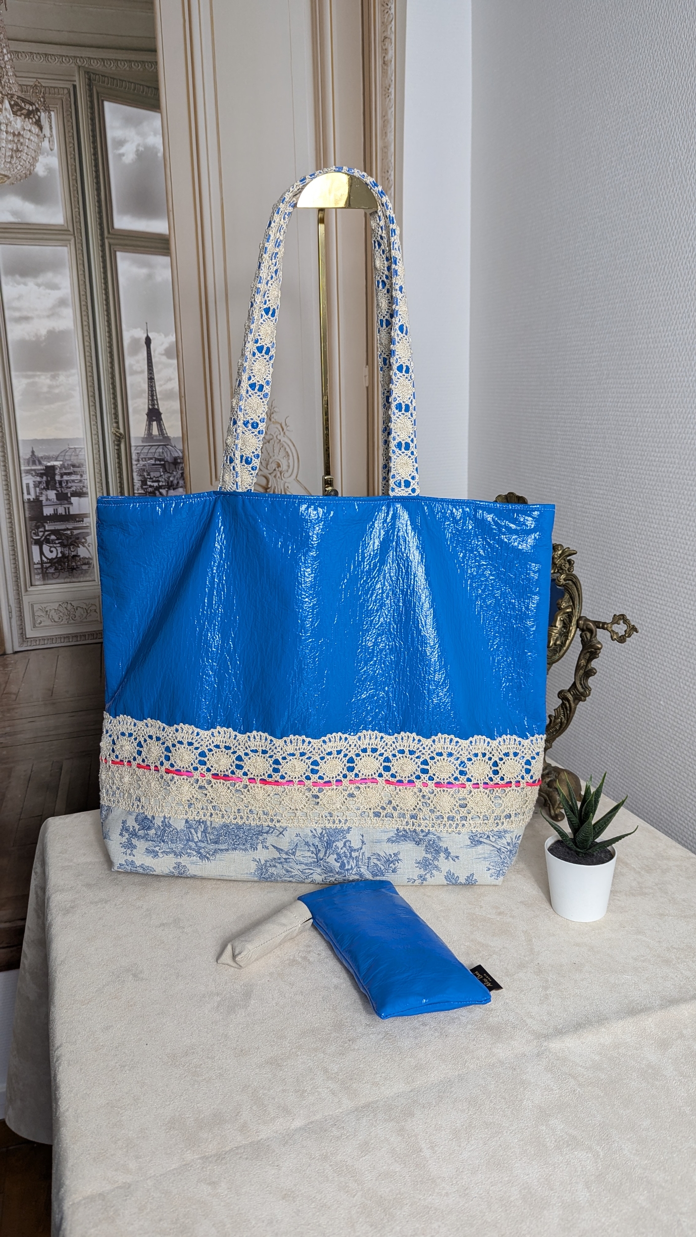 Sac cabas plage et ville reversible Alex Doré Paris lin 5