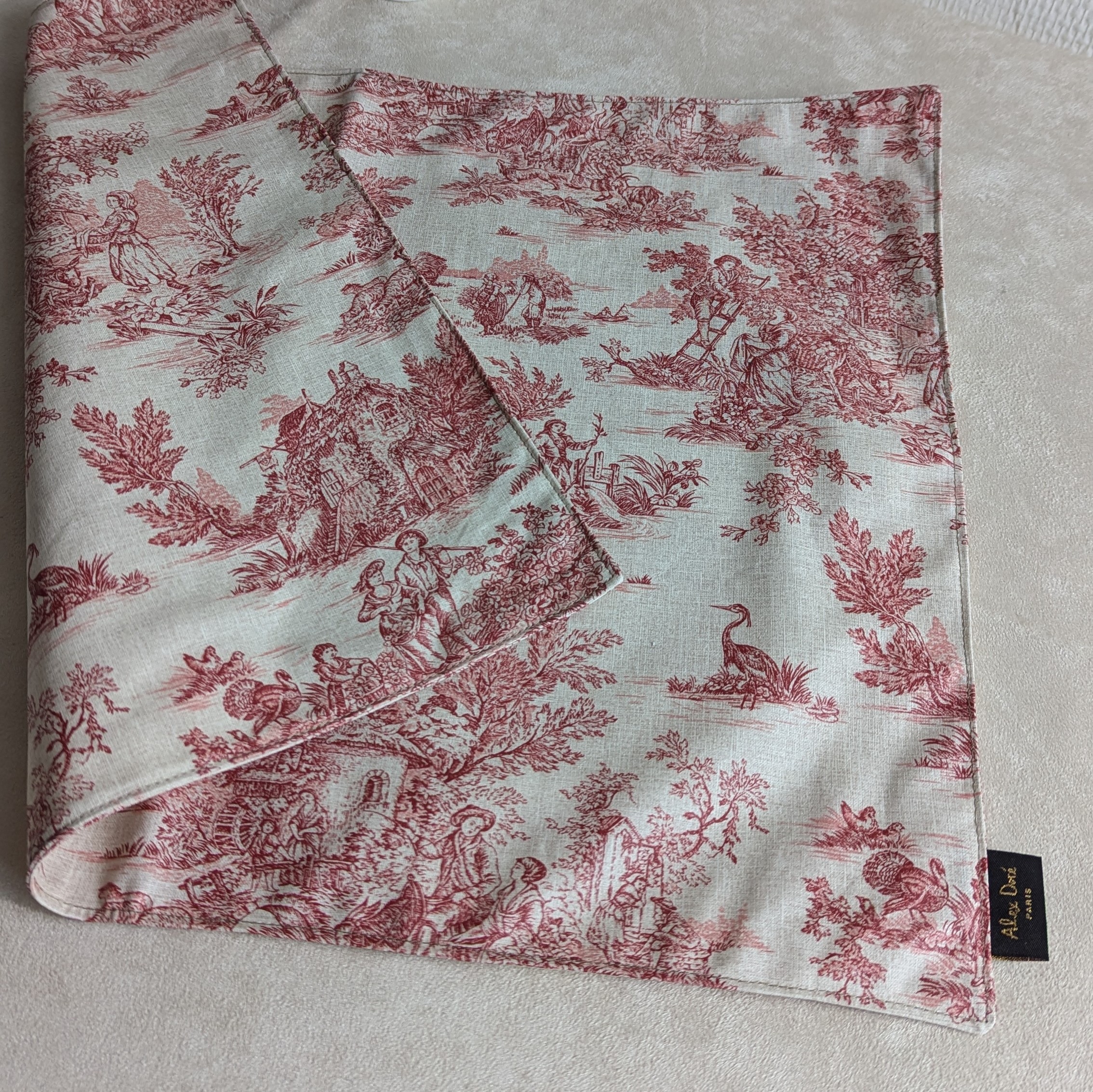 Set de table coton enduit toile de Jouy rouge Alex Doré Paris 2