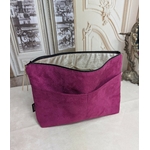 Trousse multipoches suedine fuchsia dos Alex Doré Paris