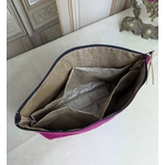 Trousse multipoches suedine fuchsia intérieur Alex Doré Paris