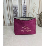 Trousse multipoches suedine fuchsia Alex Doré Paris