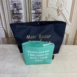 Trousse Berlingot et XXL conton enduit contact alimentaire marine et menthe Alex Doré Paris
