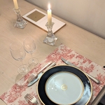 Set de table coton enduit toile de Jouy rouge Alex Doré Paris 1
