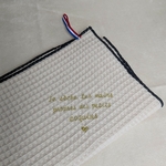 Torchon en coton écru nid dabeille Alex Doré Paris Personnalisable coquins