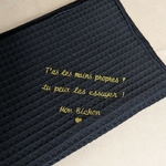 Torchon en coton noir nid dabeille Alex Doré Paris Personnalisable Bichon
