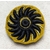 Broche Brodée aimant Alex Doré Paris Soleil noir or fond jaune PM