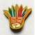 Broche Brodée aimant Alex Doré Paris Masque indien multicolor orange fond jaune GM