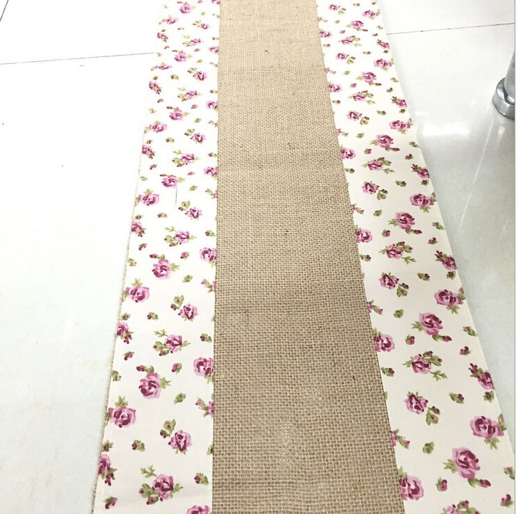 chemin-de-table-toile-de-jute-vintage-champetre-petites-fleurs