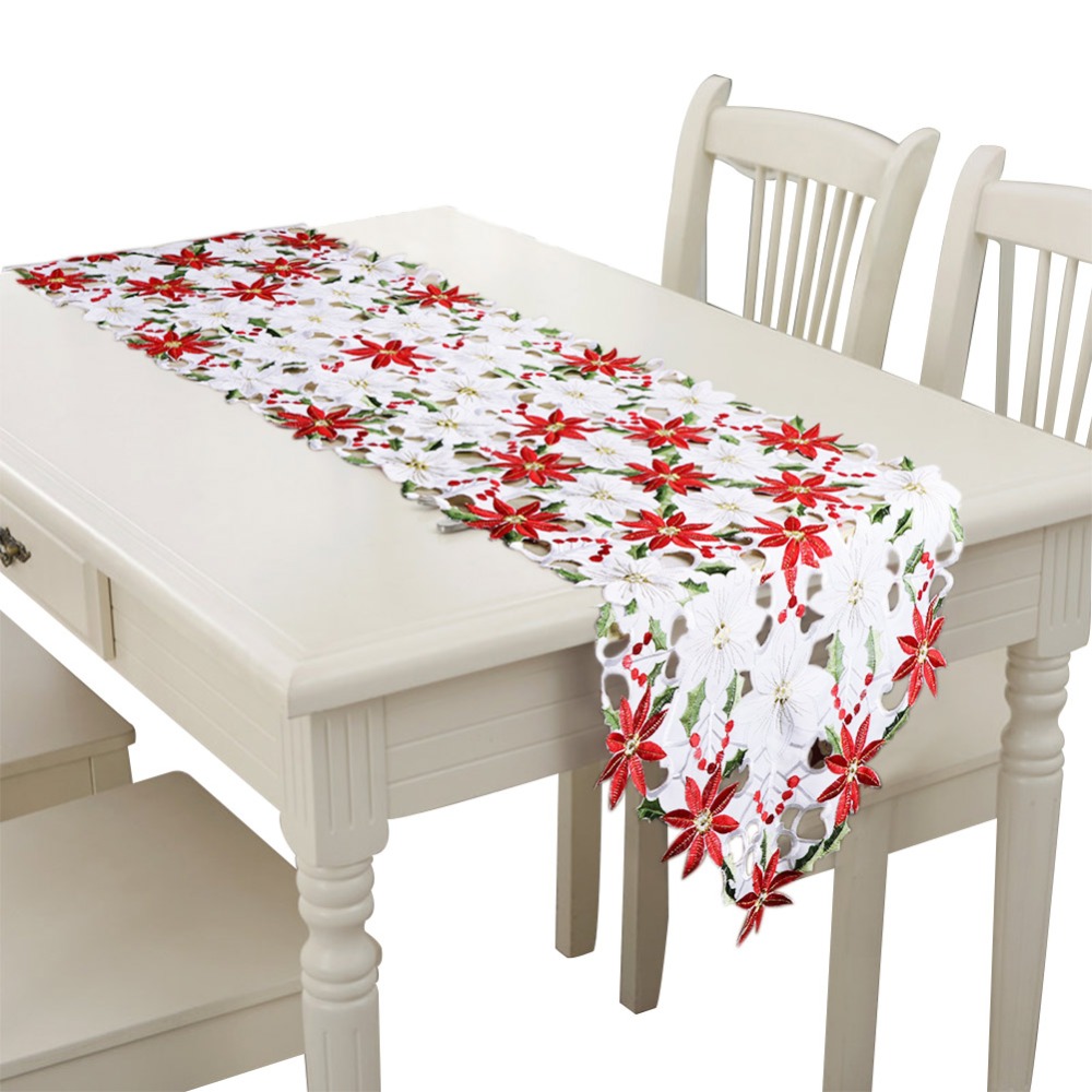 chemin-de-table-noel-fleur-rouge-blanc