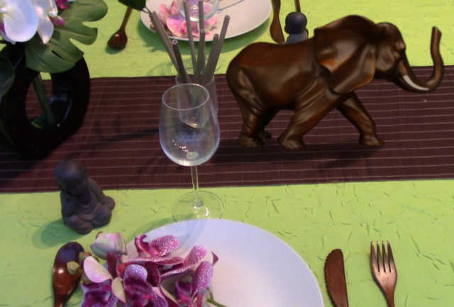 Décoration de table zen avec un éléphant feng shui