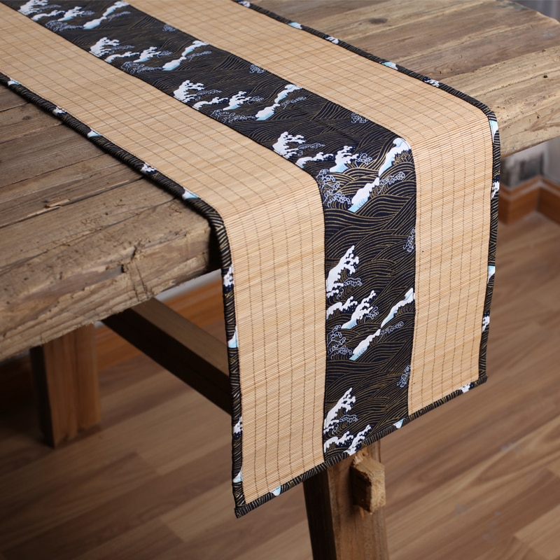 chemin-de-table-style-zen-bambou-japonais-noir