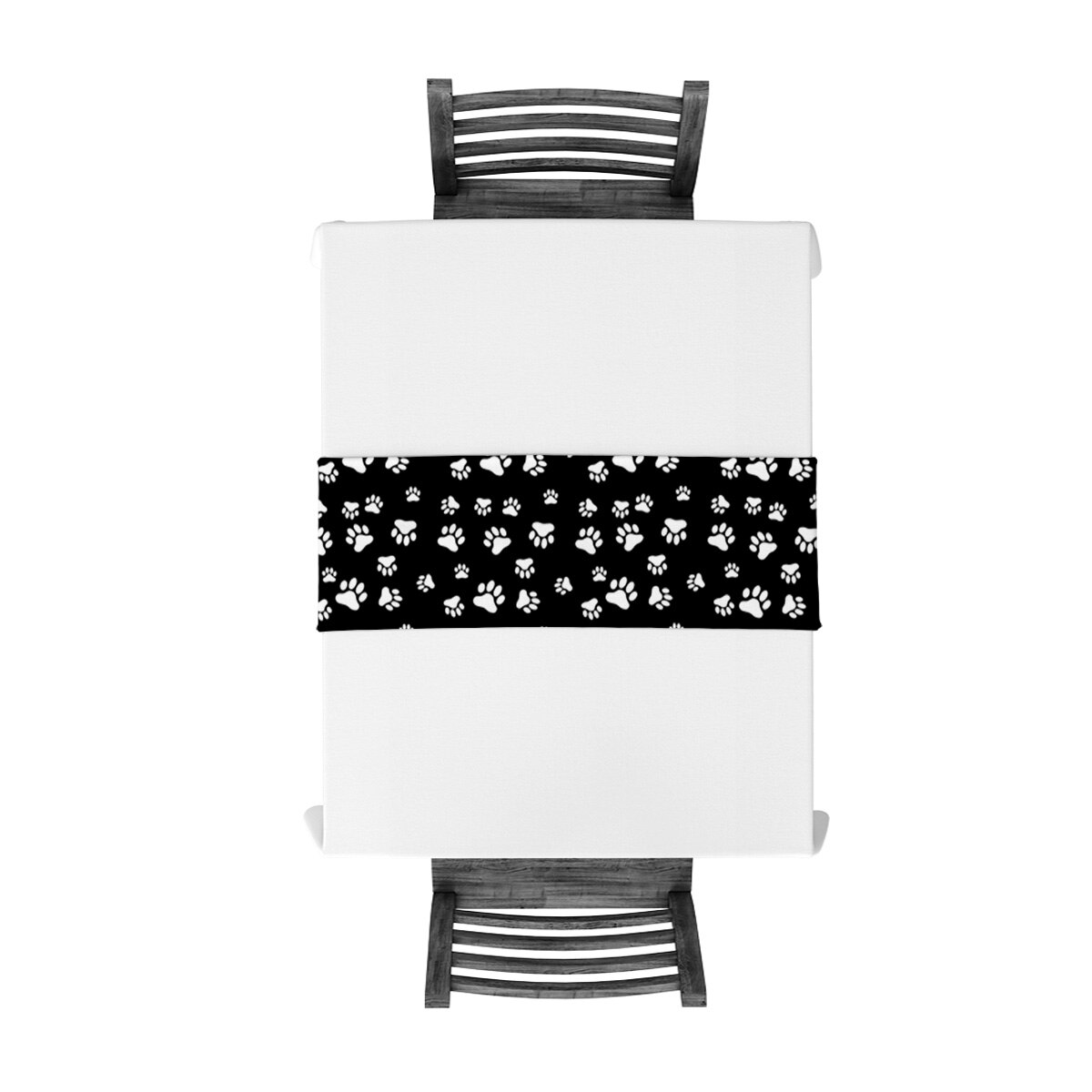 chemin-de-table-patte-de-chien-noir-blanc