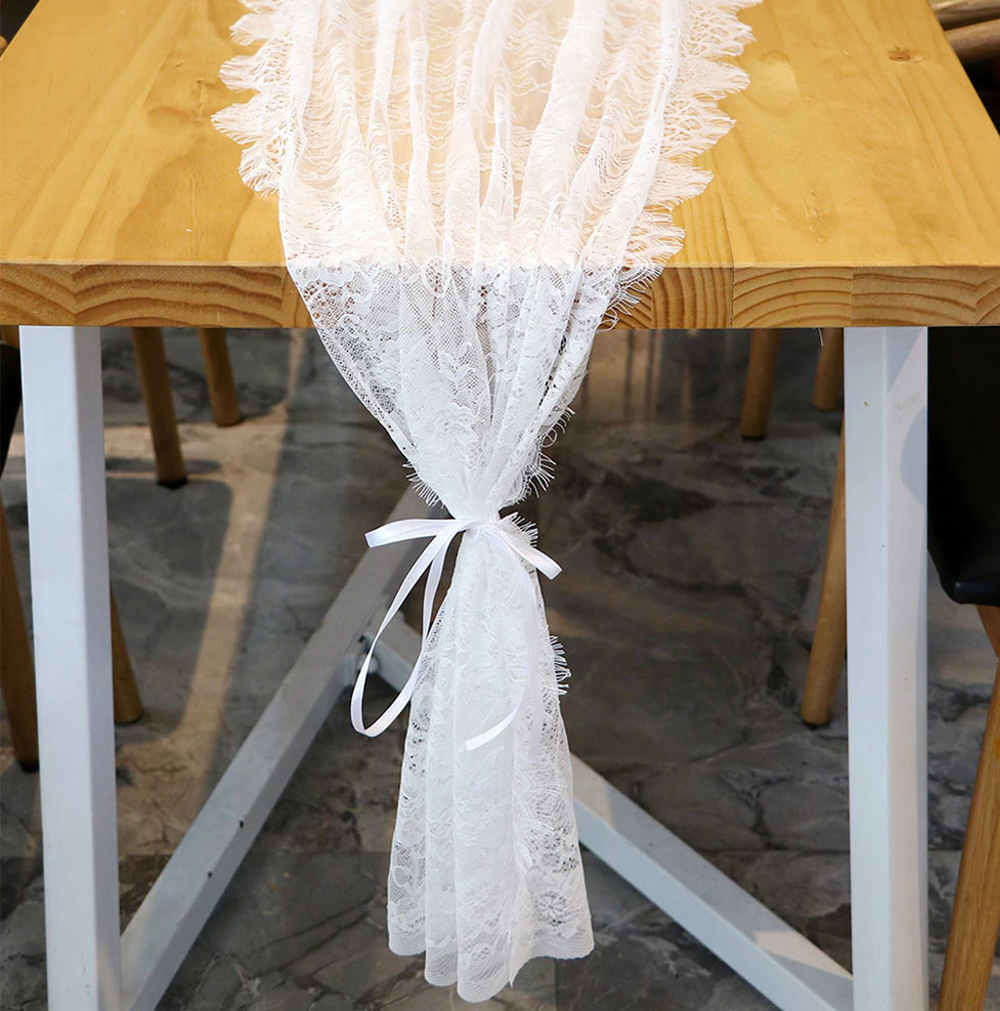 Chemin De Table En Dentelle Blanche - 70 X 300 Cm - Décoration Mariage Vintage, Shabby Chic