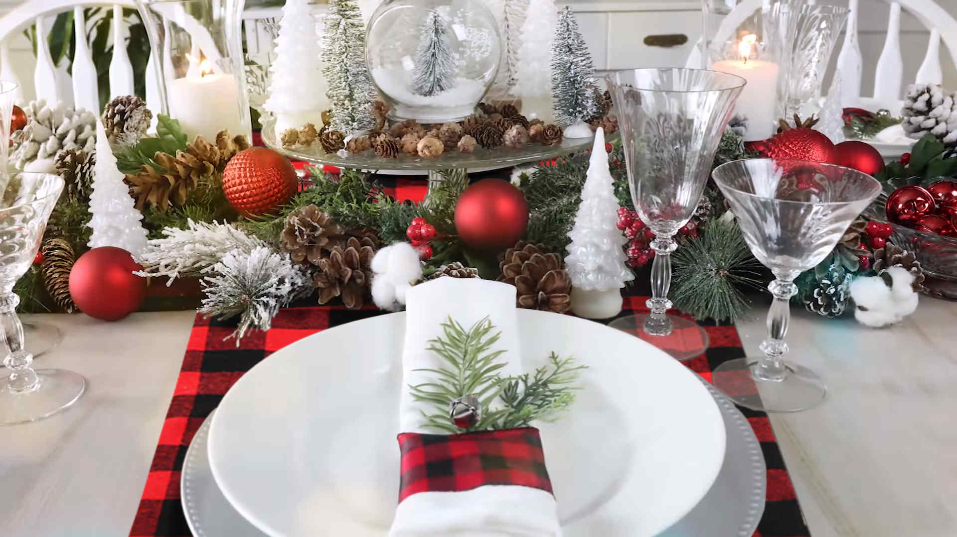 Chemin De Table Noël Tartan Rouge - 40x140 Cm, Polyester, Décoration Festive Pour Salle à Manger
