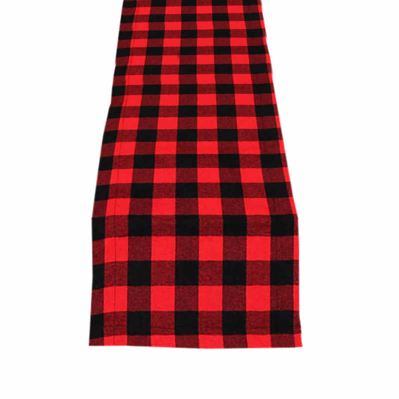 Chemin De Table Noël Tartan Rouge - 40x140 Cm, Lin, Décoration De Table Festif