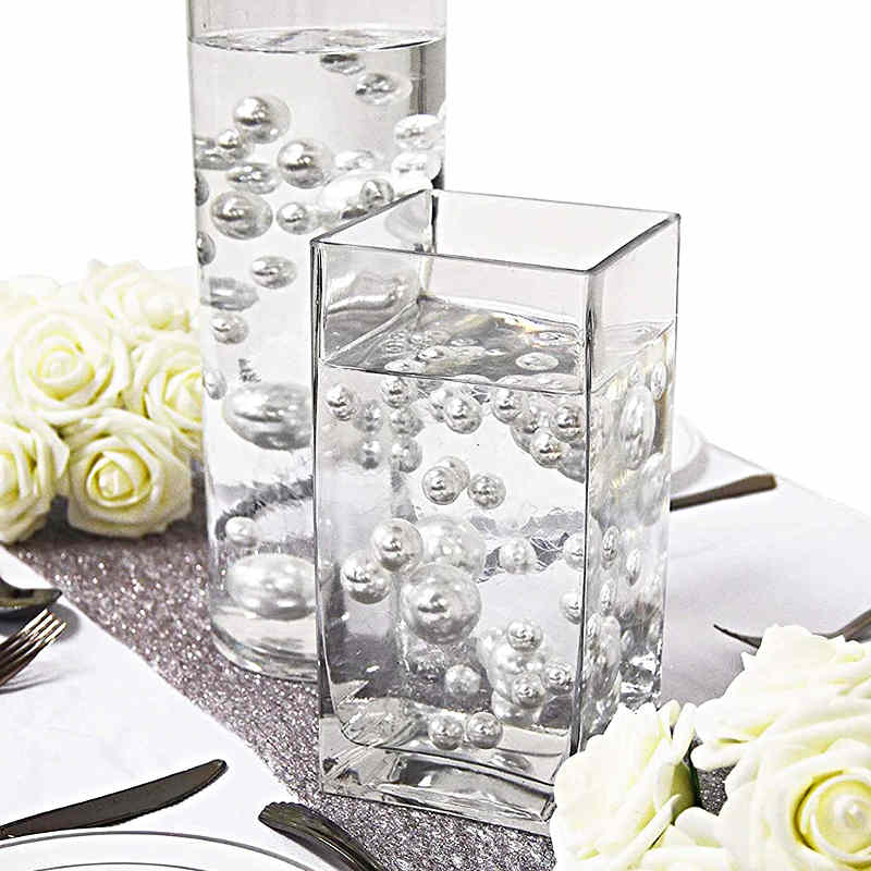 Lot De 18 Guirlandes De Perles Argentées Flottantes - 1,3 M Chacune, Décoration Vase Mariage Bougie