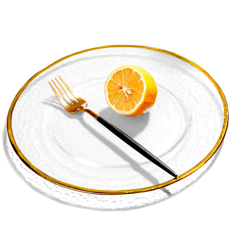 CRISTAL QUARTZ <br />Assiette en verre avec liseré doré (x6)