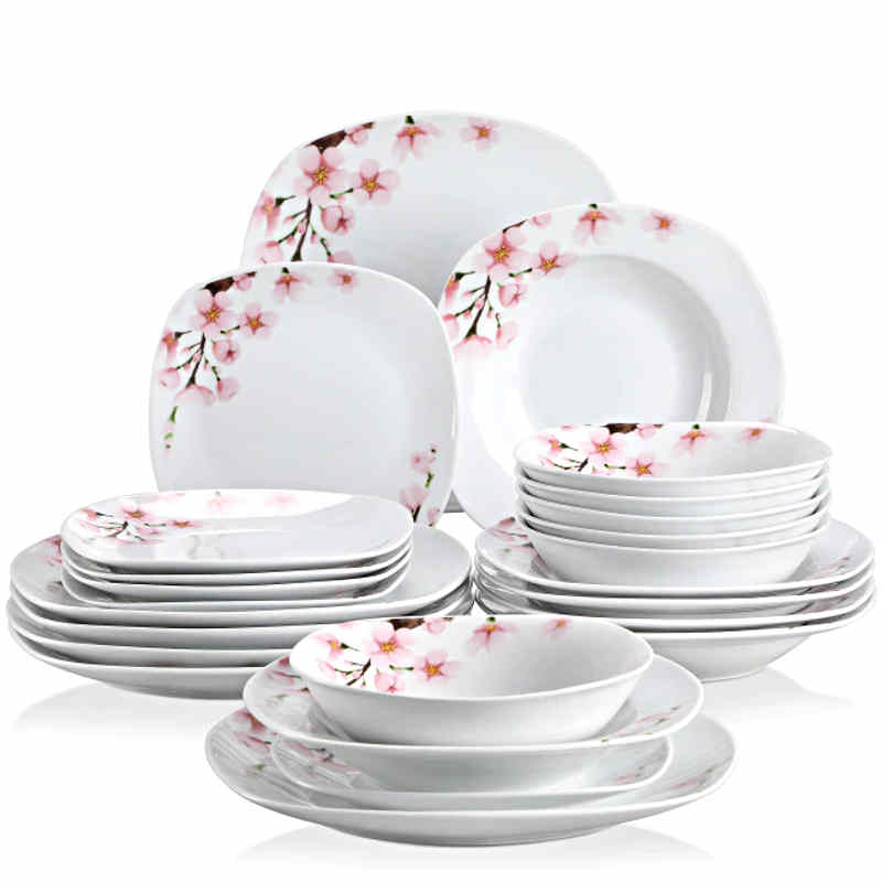 Assiette plate en porcelaine rose 22x22x3 cm