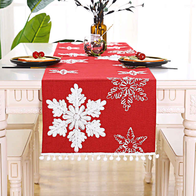 Chemin De Table De Noël Noir Et Or 33x183 Cm - Motif Flocons De Neige, Décoration D'hiver Moderne
