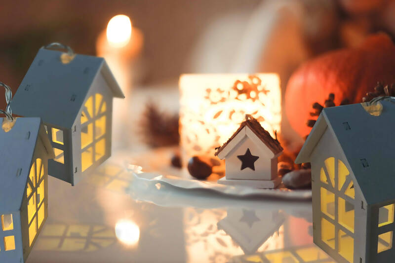 Centre de table Noël lumineux avec guirlande LED à piles
