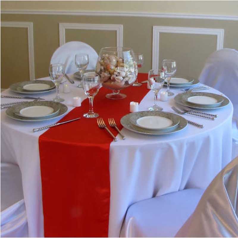 Location Chemin de table SATIN ROUGE 2 m 80-Deco mariage - Artnuptial