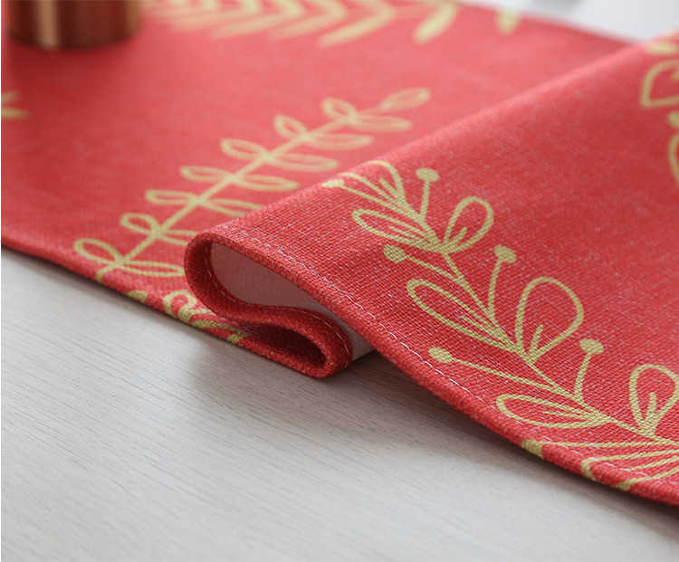 Nappe De Noël Rouge Et Or Flocons De Neige - Décoration De Table Lavable 40x140 Cm - Style Moderne Et Champêtre