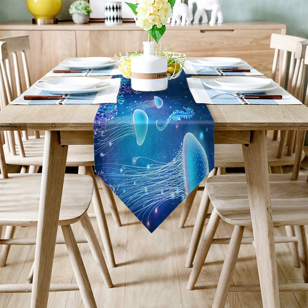 Lot De 4 Nappes Thème Requin Océan - 51 X 86 Pouces - Plastique - Décoration De Fête D'anniversaire Sous La Mer - Motif Tout Autour