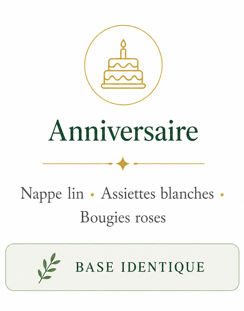 Carte élégante anniversaire décoration de table minimaliste