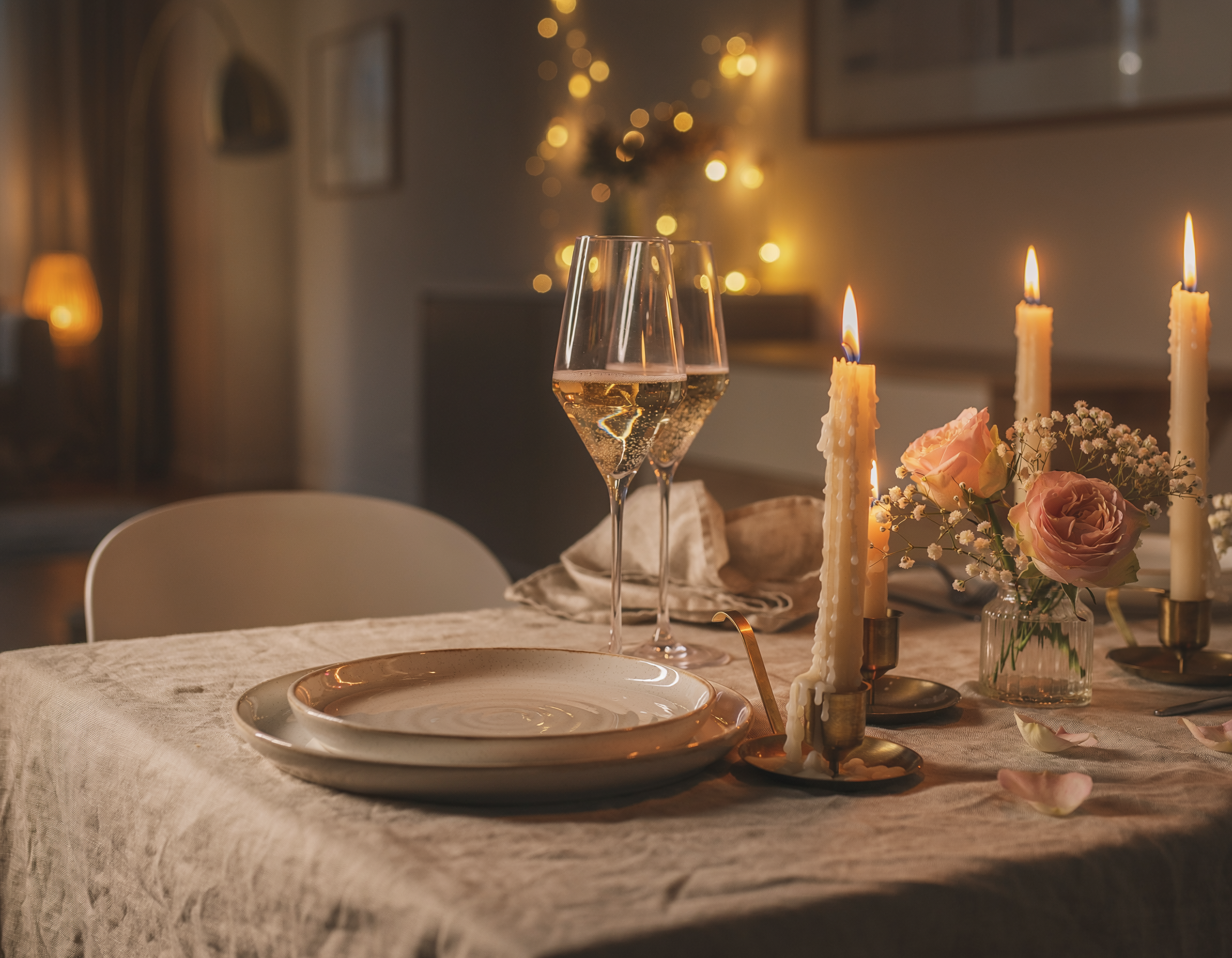 table anniversaire de couple romantique avec bougies et décoration élégante
