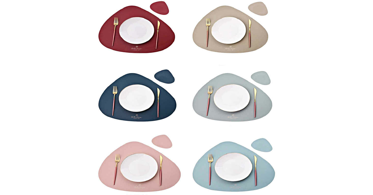 Set De 4 Dessous De Table Ronds Lavables 34cm - Similicuir PVC Antidérapant, Motif Fleuri, Protection Chaleur Jusqu'à 100°C