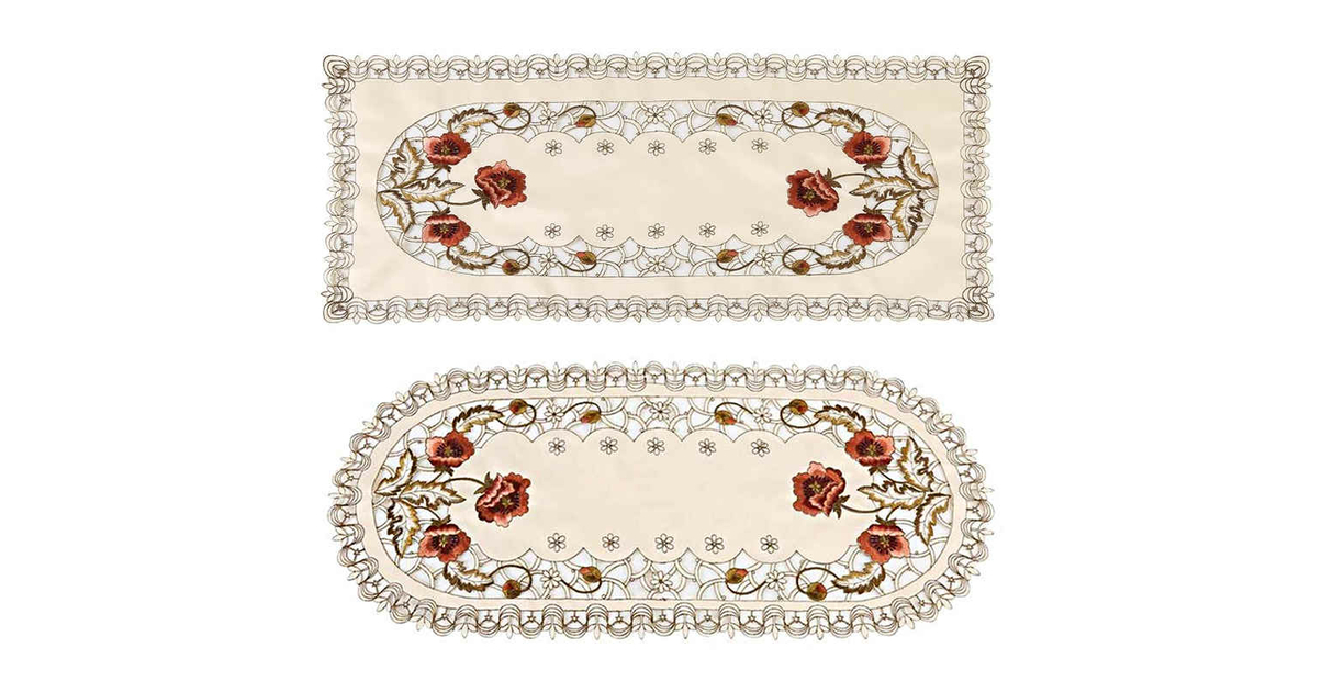 Chemin De Table Dentelle Beige BrekSdat - Tissu Imperméable Et Anti-tache Pour Cuisine Et Salle à Manger - Déco Mariage Et Fêtes