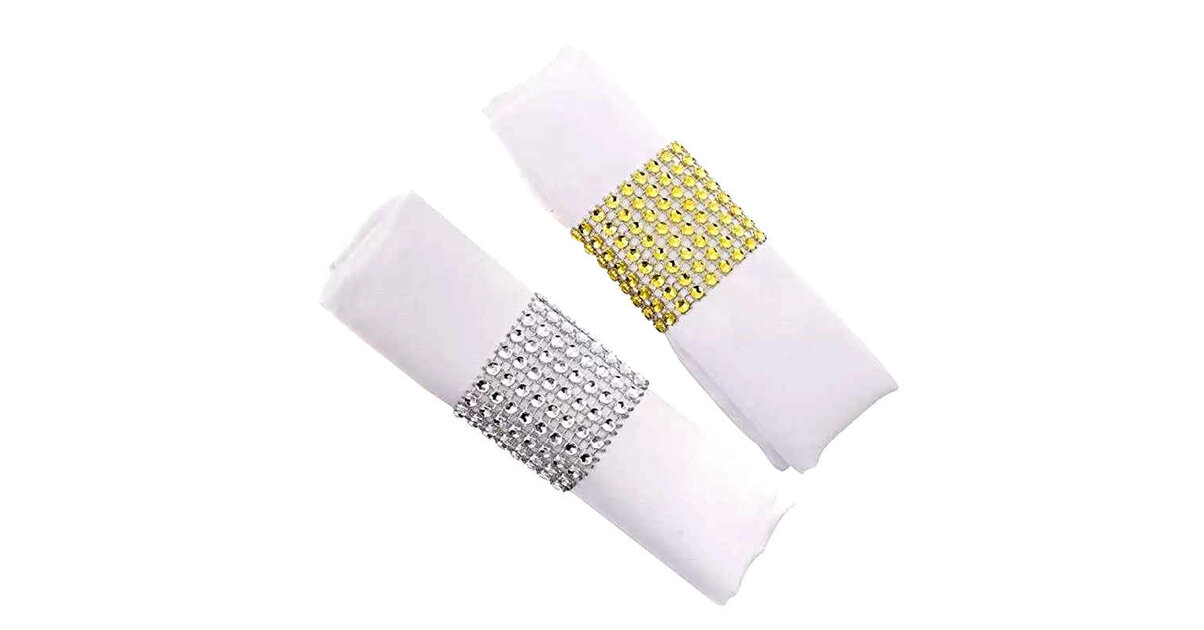 WedDecor Anneaux De Serviettes Strass Bleu Élégant – Lot De Porte-Serviettes Scintillants Pour Mariages, Banquets, Noël Et Dîners Festifs – 13 Cm X 4 Cm