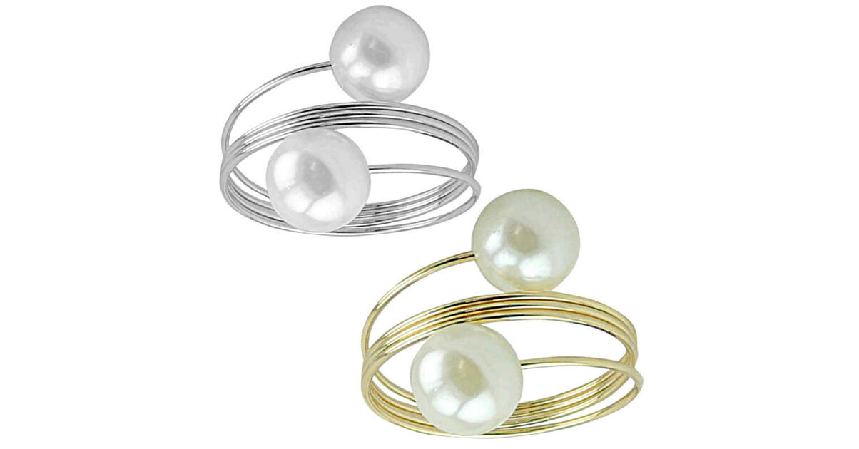 Ronds De Serviette Argenté Avec Perles - Lot De 30, Diamètre 40 Mm - Pour Noël, Mariage, Repas Festifs