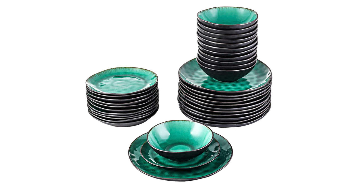 Service De Vaisselle En Grès 16 Pièces Pour 4 Personnes – Gemstone Green – Passe Au Micro-ondes Et Lave-vaisselle