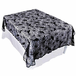 Pour décoration de fête STOBOK Nappe ronde en dentelle pour Halloween motif tête de chauve-souris 