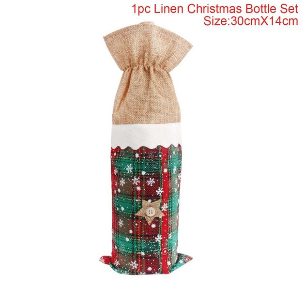 Housses De Bouteille De Vin Noël TRIXES - Lot De 2 En Laine à Motif Tartan