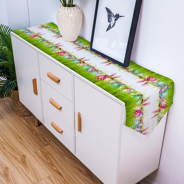 Pâques Lapin Chemin De Table, Nappe De Pâques, Printemps œufs De Pâques Fleurs Saisonnier Lin Vintage Lavable Cuisine Table Décoration Intérieur Vacances, Anniversaire, Fête Décor 40x180 Cm