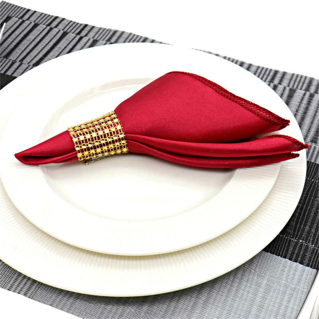 Serviette de table rouge grenat en tissu. - Made in France.