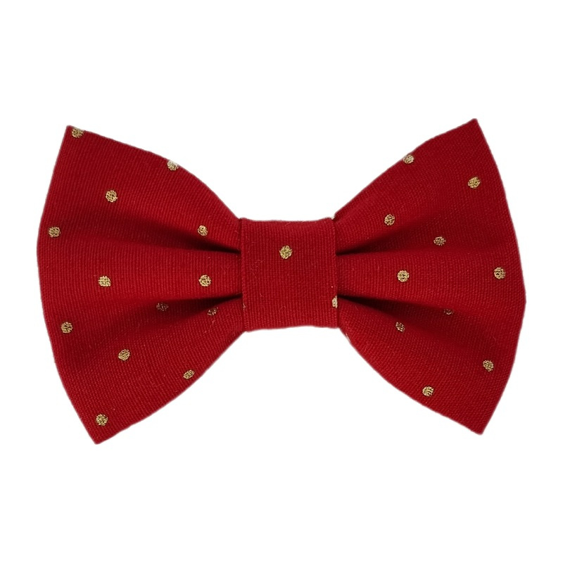 Barrette anti glisse popeline couleur rouge pois or