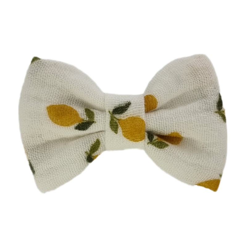 Barrette anti glisse double gaze coton motif citron
