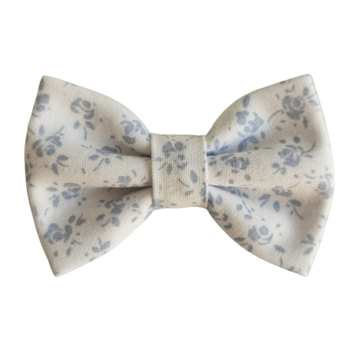 Barrette anti glisse couleur blanc motif fleur bleu